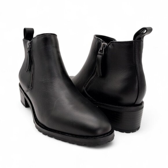 Blondo Waterproof Samara Women's Size 7.5 M Black Leather Block Heel Ankle Boots - Picture 1 of 13